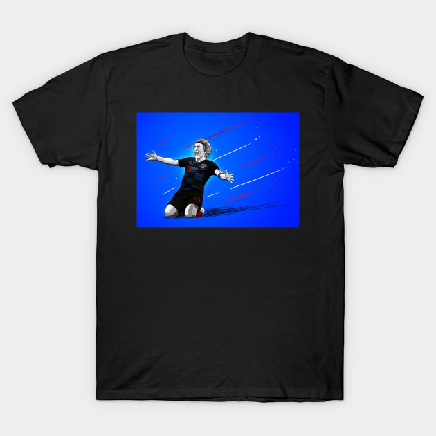 Luka Modric - Croatia 2018 World Cup Football Artwork T-Shirt by barrymasterson